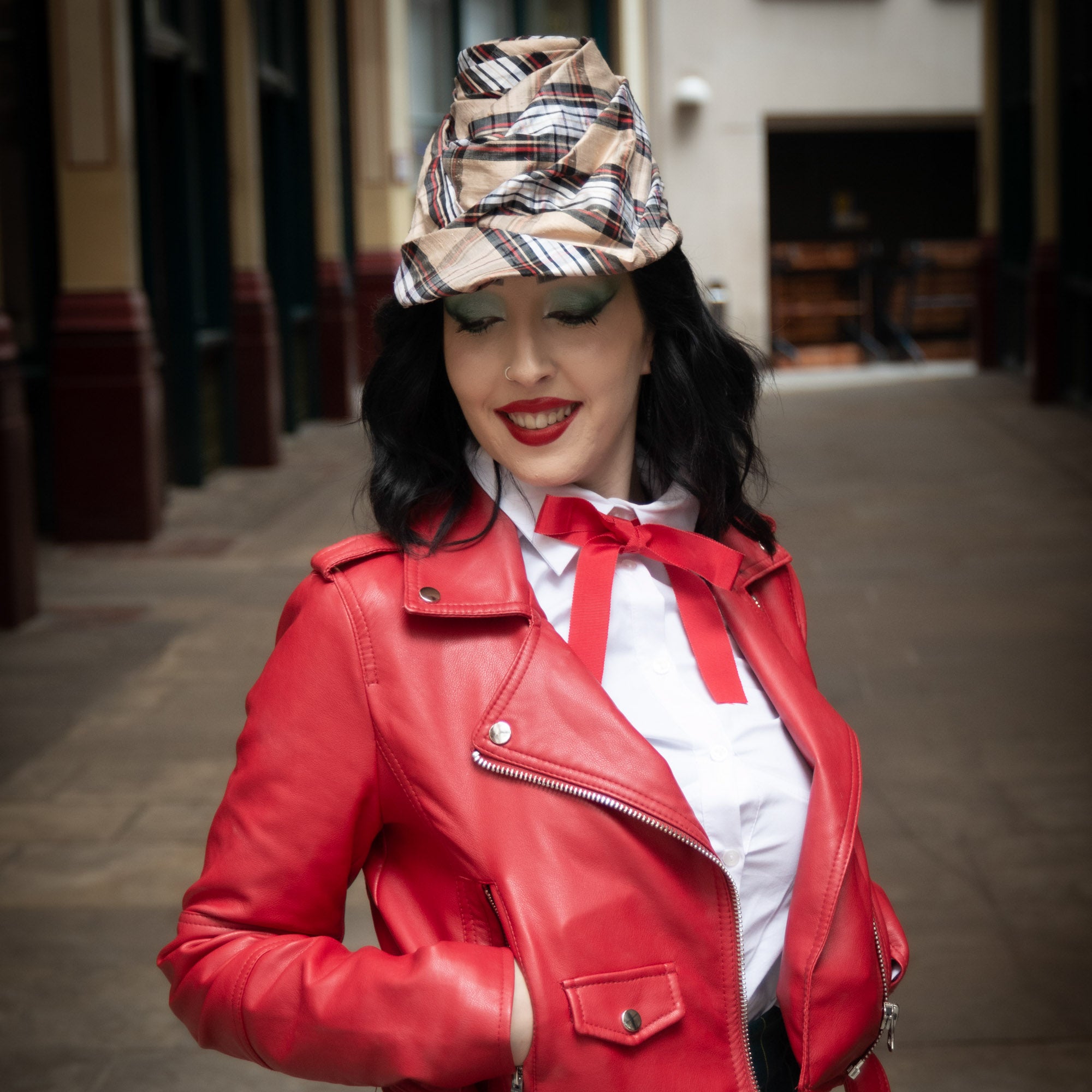 Draped Tartan Percher Hat