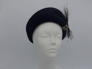 Black and leopard print 'bow' pill box hat