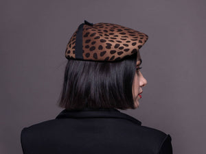 Brown Leopard Print Calot Hat