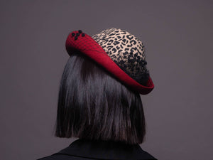 Leopard and Red Felt Tyrolean Hat